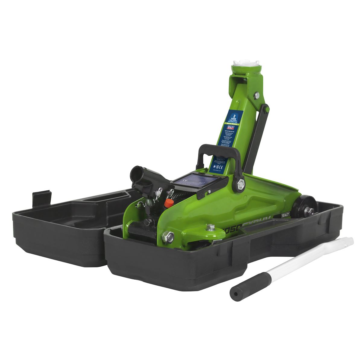 Sealey 1050CXDHV Short Chassis Trolley Jack with Storage Case 2 Tonne - Green Sealey