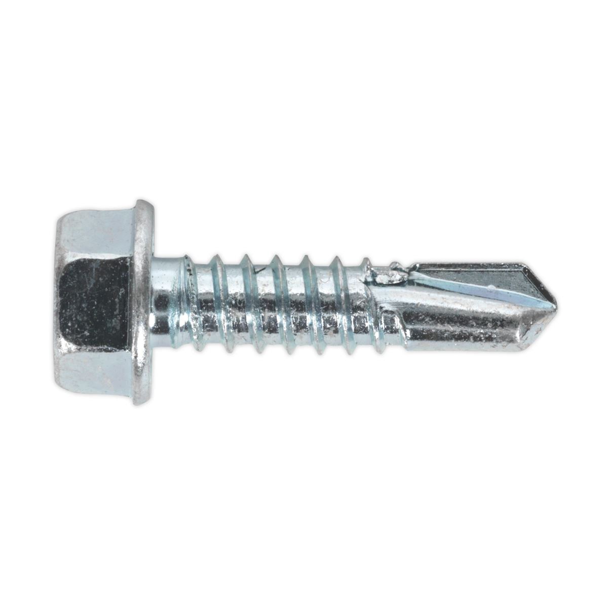 Sealey SDHX6325 Self-Drilling Screw 6.3 x 25mm Hex Head Zinc Pack of 100 Sealey