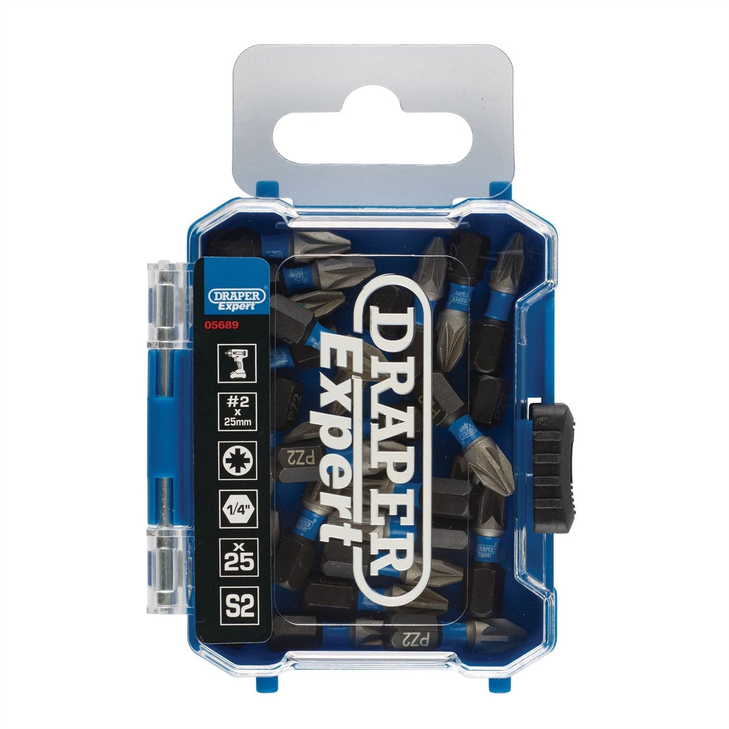 Draper 05689 Expert PZ-Type Impact Screwdriver Bits No.2 x 25mm 1/4" Hex Pack of 25 Draper