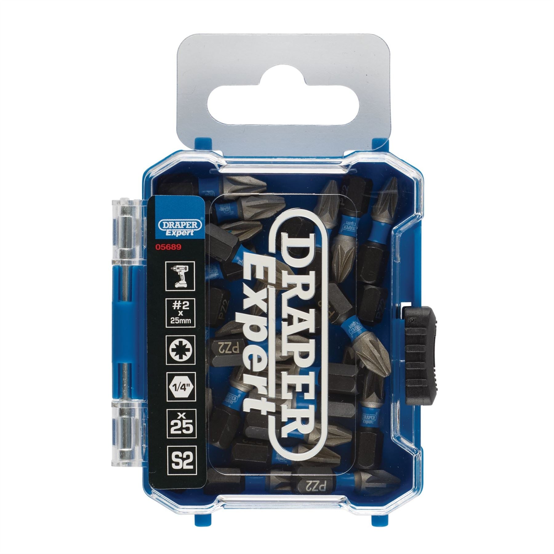 Draper 05689 Expert PZ-Type Impact Screwdriver Bits No.2 x 25mm 1/4" Hex Pack of 25 Draper