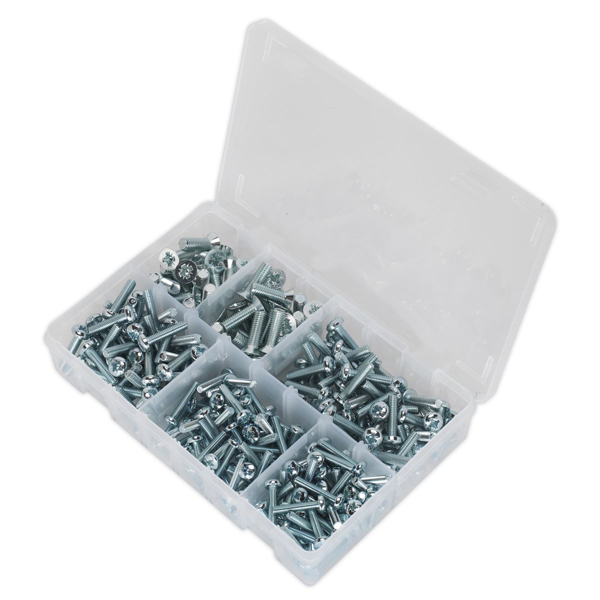 Sealey AB054MS Machine (Body) Screw Assortment 264pc M5-M8 Countersunk & Pan Head Pozi - Metric Sealey