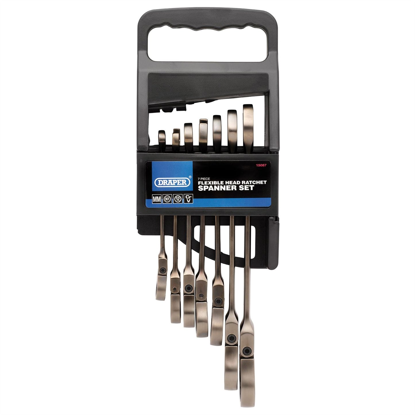 Draper 15087 Flexible Head Ratcheting Metric Combination Spanner Set 7 Piece Draper