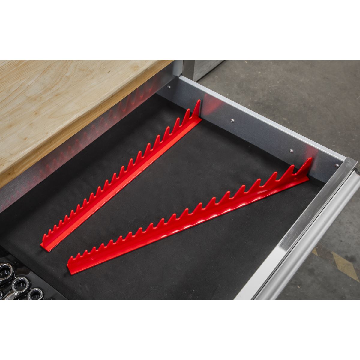 Sealey WR02 Sharks Teeth Spanner Rack Magnetic 2pc Sealey