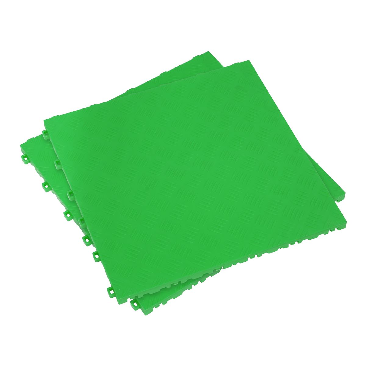 Sealey FT3GR Polypropylene Floor Tile - Green Treadplate 400 x 400mm - Pack of 9 Sealey