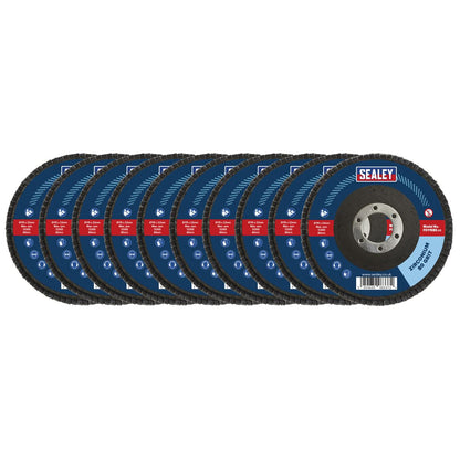 Sealey FD1158010 80Grit Flap Discs Zirconium Ø115mm Ø22mm Bore - Pack of 10 Sealey
