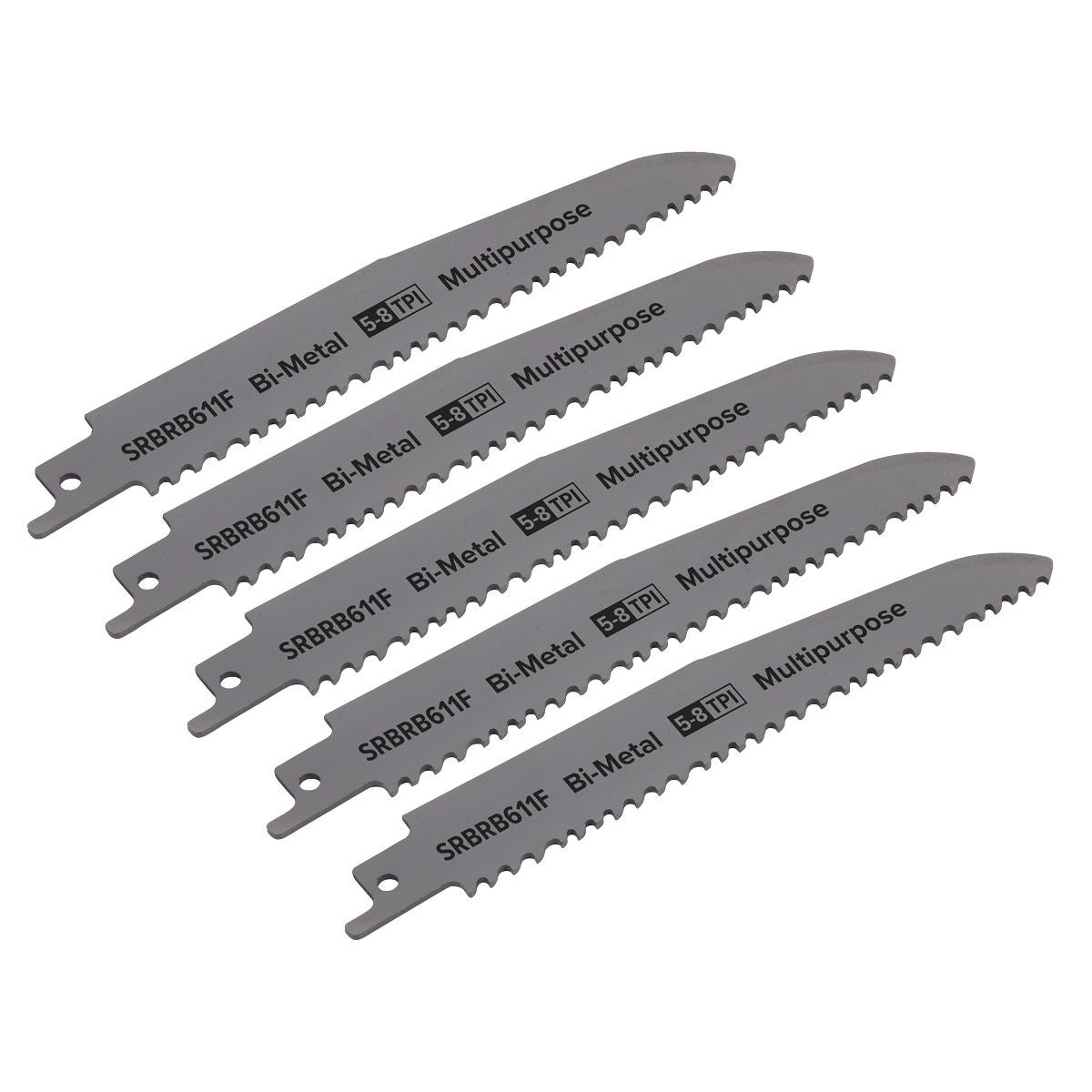 Sealey SRBRB611F Reciprocating Saw Blade Multipurpose 150mm 5-8tpi - Pack of 5 Sealey
