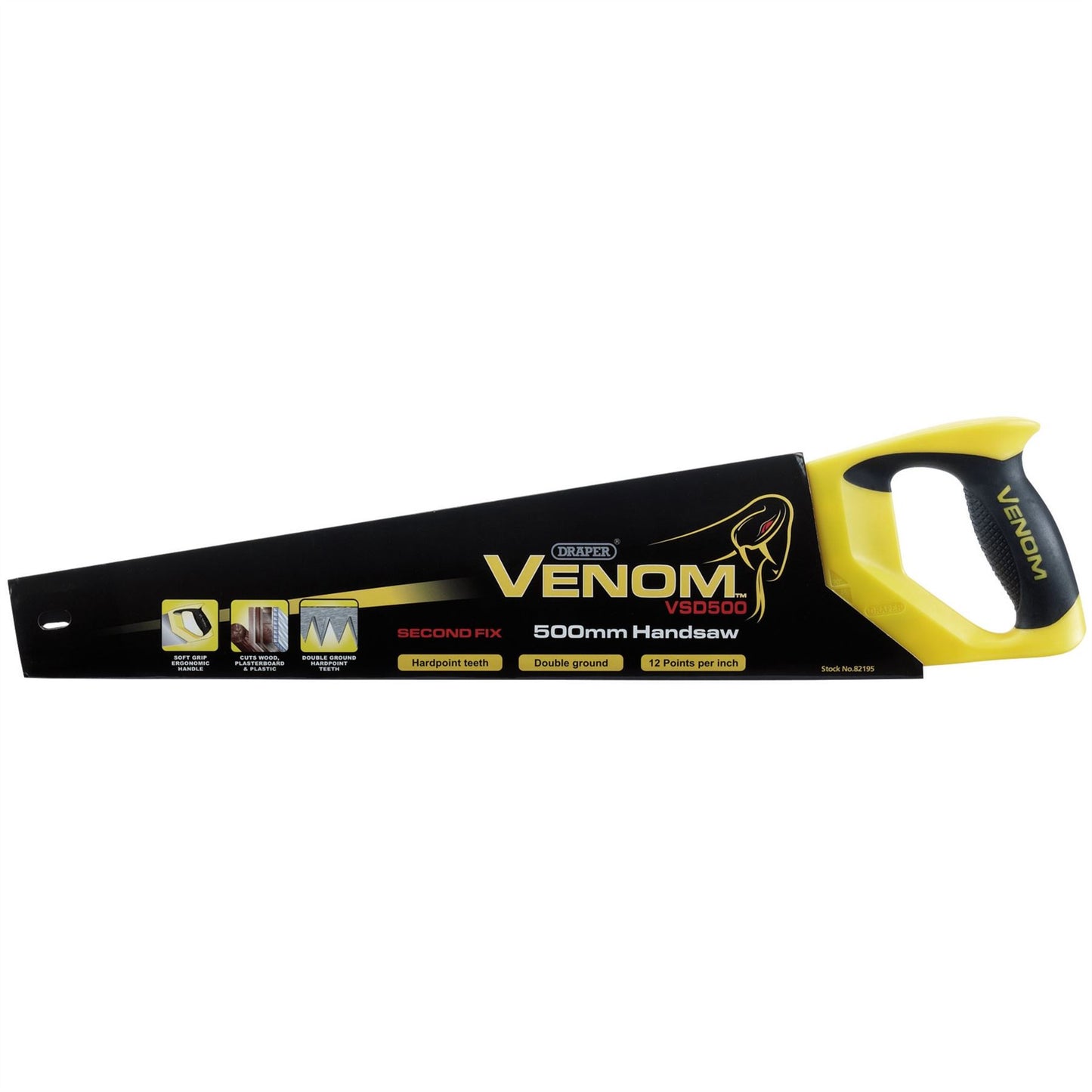 Draper 82195 Venom® Second Fix Double Ground Handsaw 500mm 11tpi/12ppi Draper