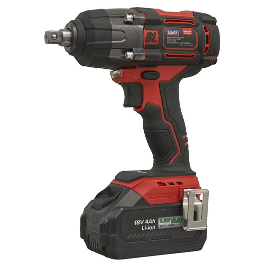 Sealey CP650LI Cordless Brushless Impact Wrench 18V 4Ah Lithium-ion 1/2"Sq Drive Sealey