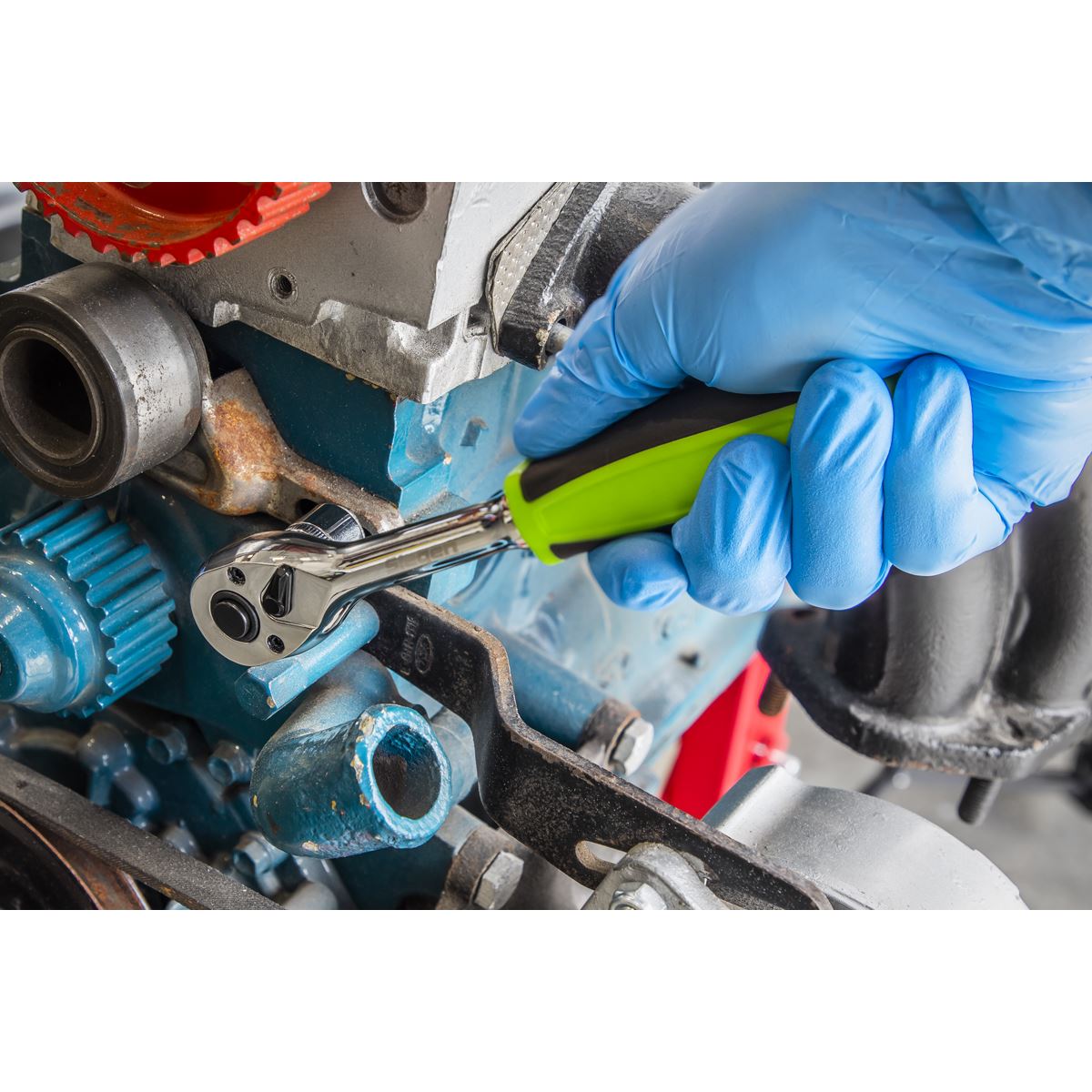 Siegen S01201 Ratchet Wrench 3/8"Sq Drive Pear-Head Flip Reverse Siegen