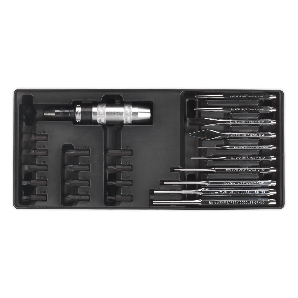 Sealey TBT18 Tool Tray with Punch & Impact Driver Set 25pc Sealey