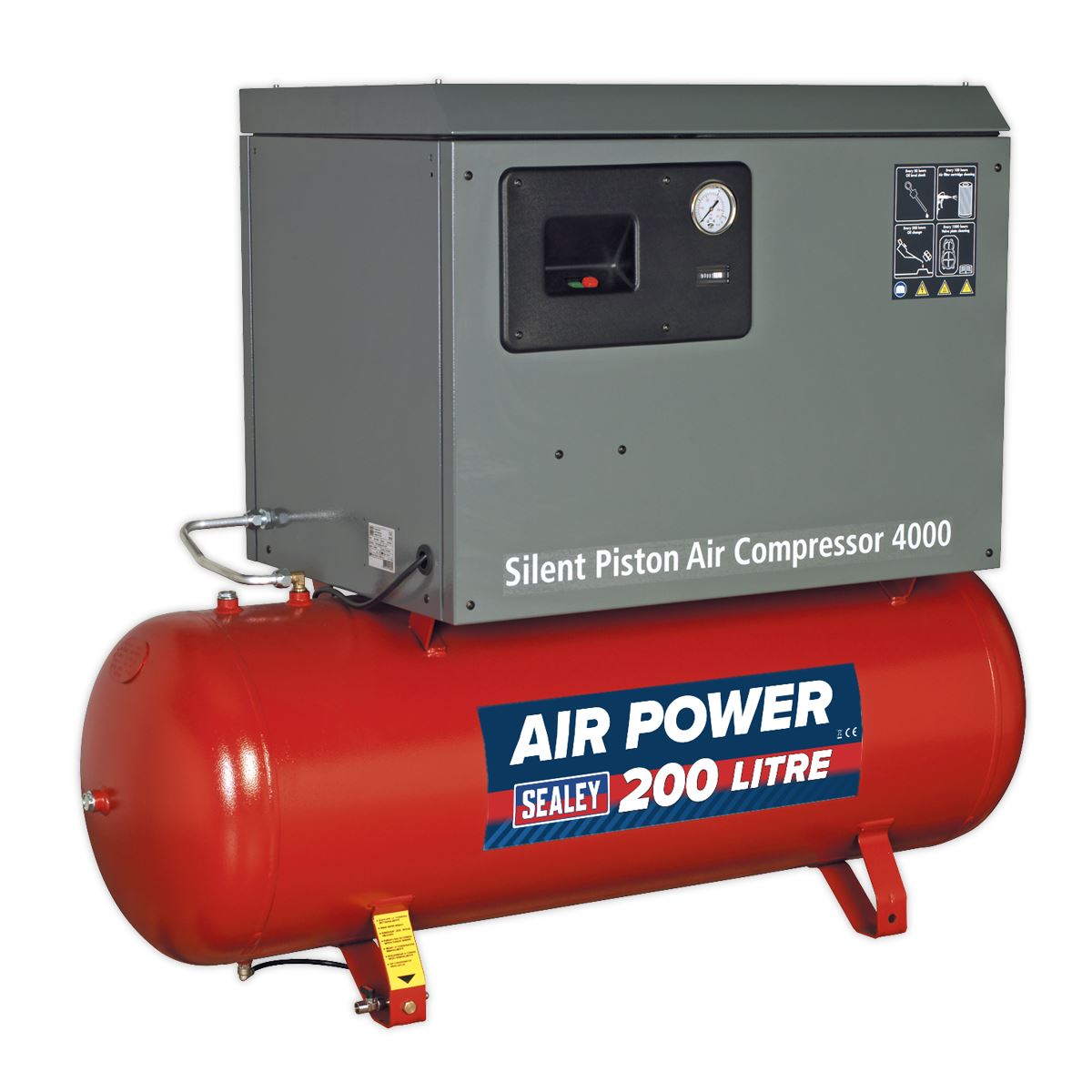 Sealey SAC2203BLN Air Compressor 200L Belt Drive 3hp with Cast Cylinders Low Noise Sealey