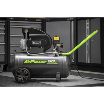 Sealey SAC5020EPK Air Compressor 50L Direct Drive 2hp with 4pc Air Accessory Kit Sealey