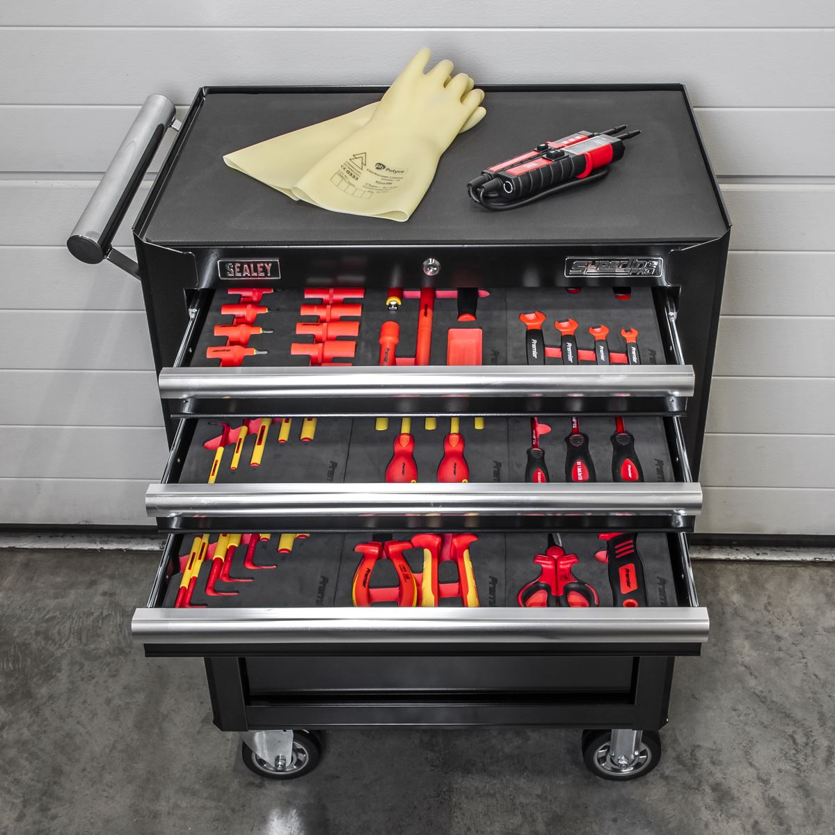 Sealey TBTECOMBO2 63pc Insulated Tool Kit with 7 Drawer Rollcab Sealey