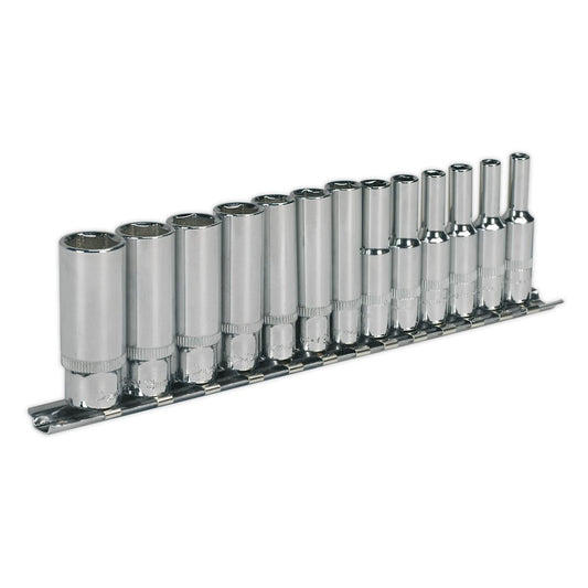 Sealey AK2692 Socket Set 13pc 1/4"Sq Drive Deep WallDrive® Metric Sealey