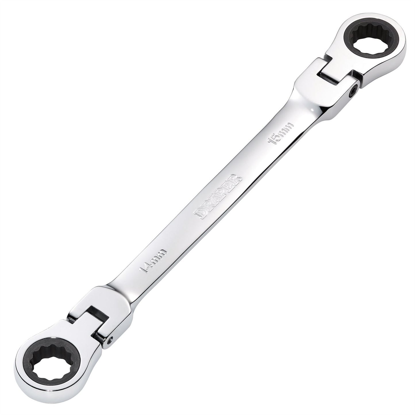 Draper 27747 HI-TORQ® Metric Flexible Head Double Ring Ratchet Spanner 14 x 15mm Draper