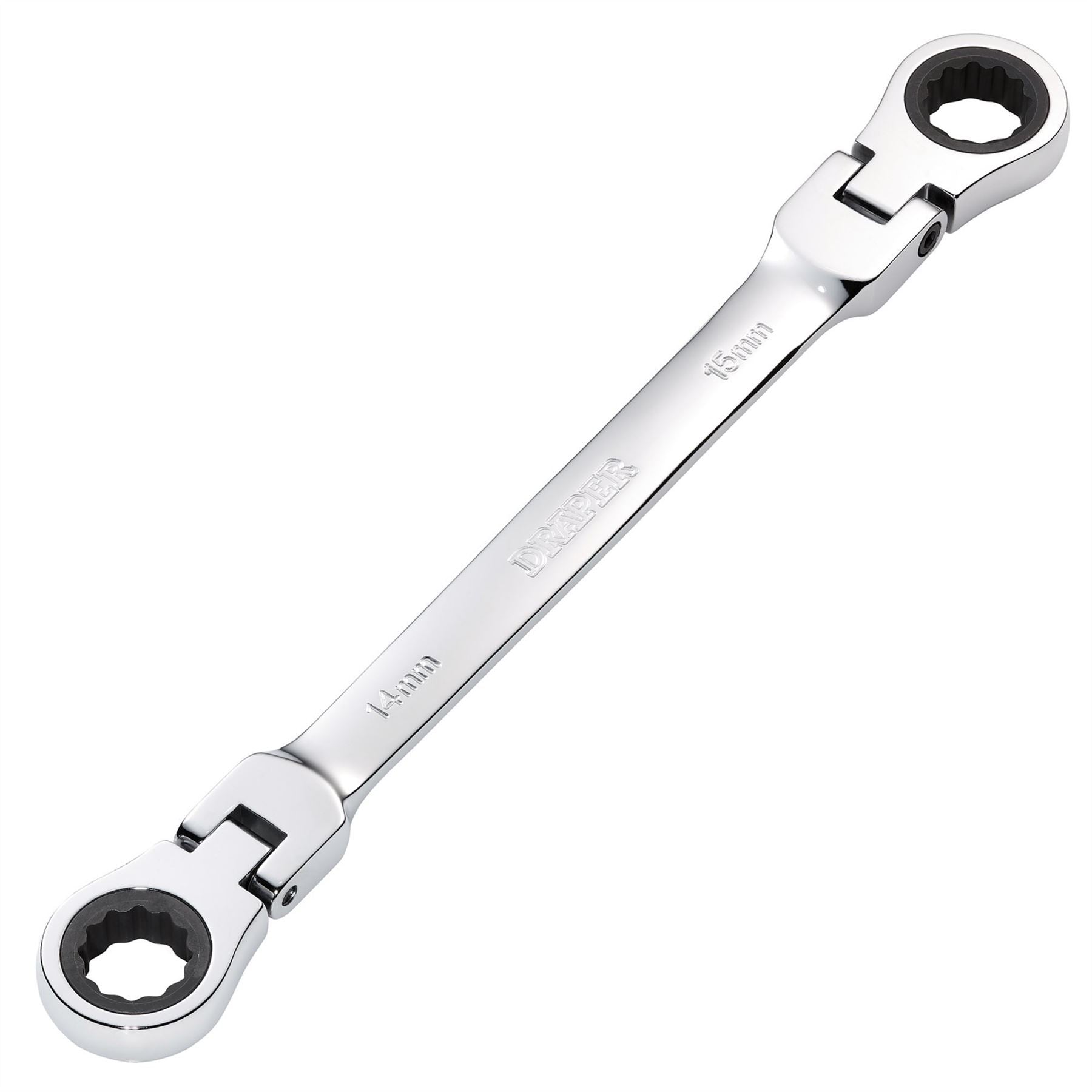 Draper 27747 HI-TORQ® Metric Flexible Head Double Ring Ratchet Spanner 14 x 15mm Draper