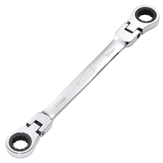 Draper 27747 HI-TORQ® Metric Flexible Head Double Ring Ratchet Spanner 14 x 15mm Draper