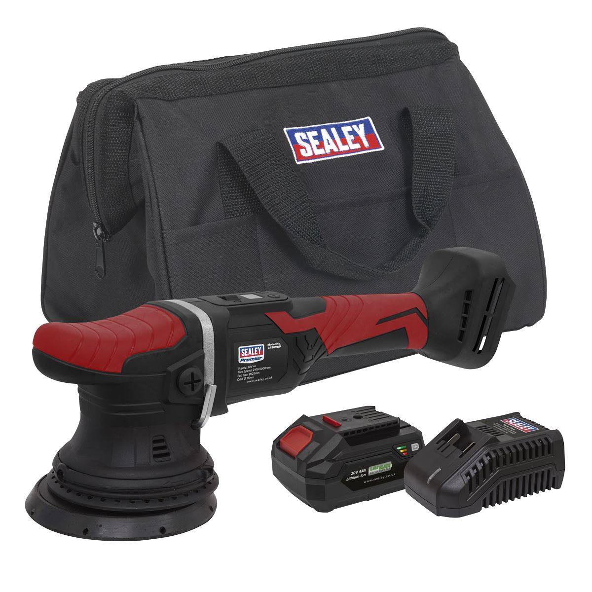 Sealey CP20VOPKIT Cordless Orbital Polisher Kit 20V 4Ah SV20 Series Ø125mm Sealey