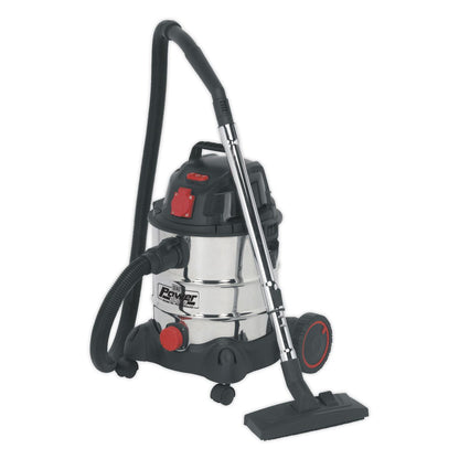 Sealey PC200SDAUTO Vacuum Cleaner Industrial 20L 1400W/230V Stainless Drum Auto Start Sealey