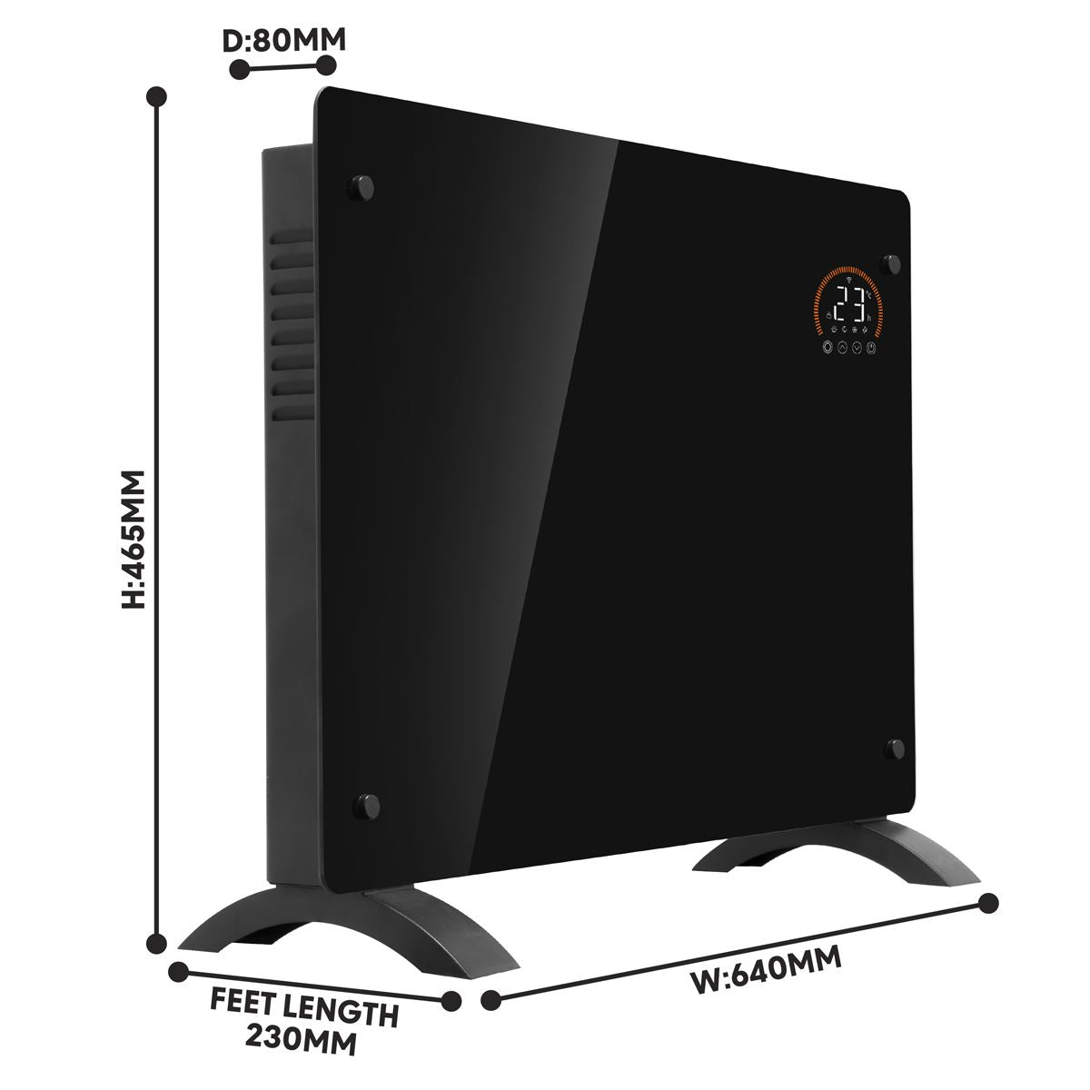 Baridi DH137 Electric Glass Panel Heater 1500W Thermostat Controlled 24Hr 7 Day Timer Wi-Fi Enabled Remote Control Black Baridi