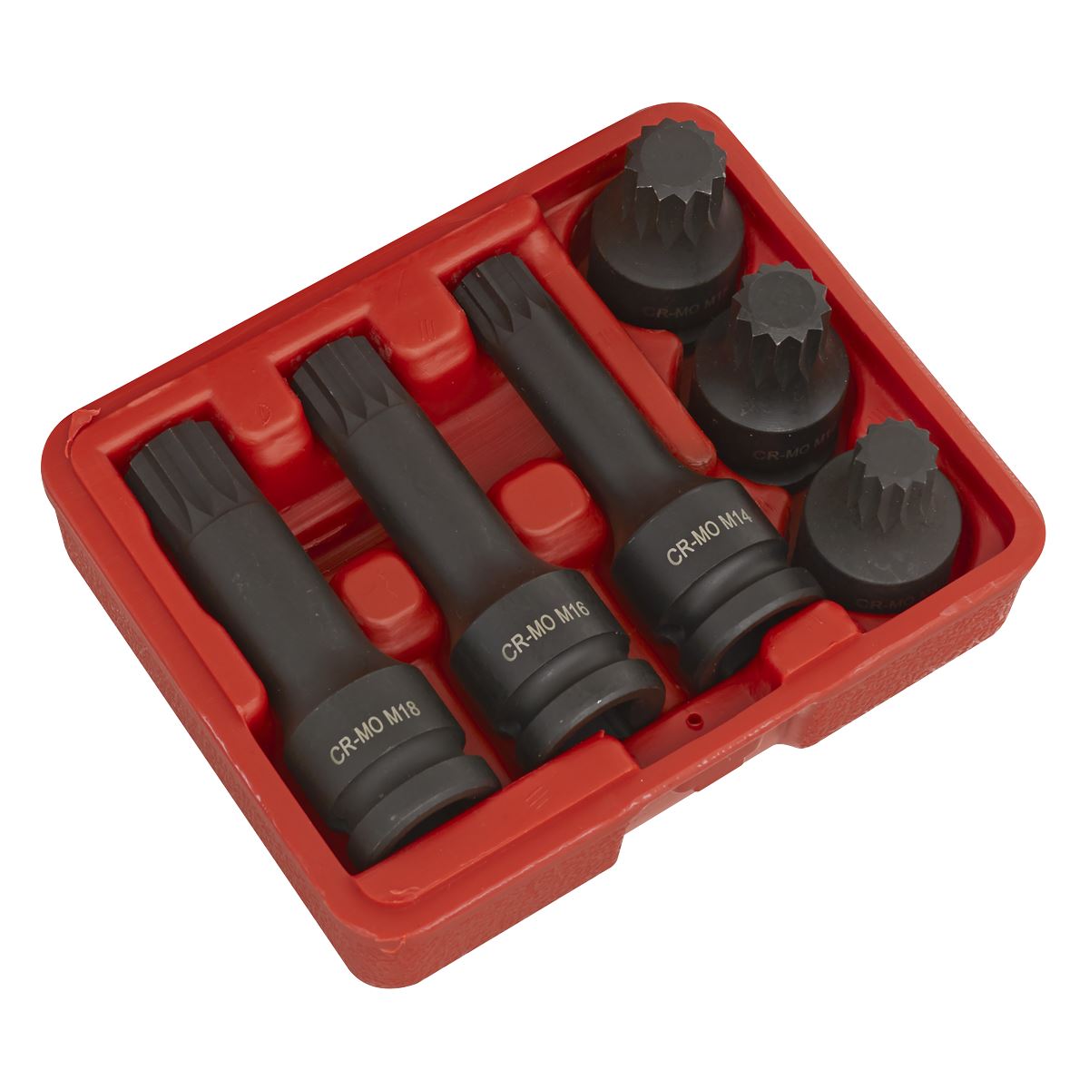 Sealey SX052 Impact Spline Socket Bit Set 6pc 1/2"Sq Drive Sealey