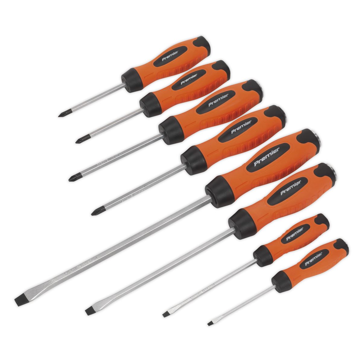 Sealey HV004 Screwdriver Set 8pc Hammer-Thru Hi-Vis Orange Sealey