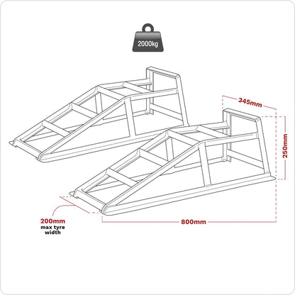 Sealey CAR2000 Car Ramps 1 Tonne Capacity per Ramp 2 Tonne Capacity per Pair Sealey