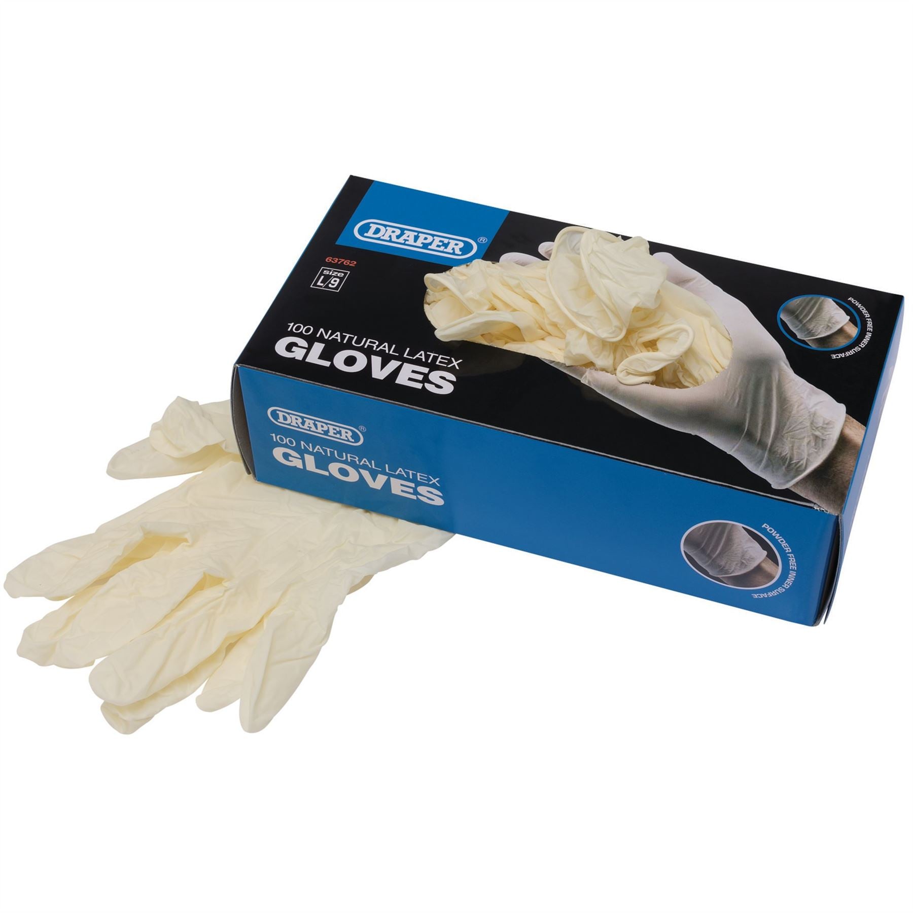 Draper 63762 Latex Gloves Box of 100 Draper