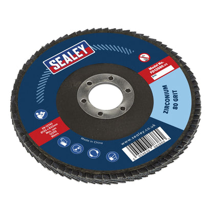 Sealey FD12580 Flap Disc Zirconium Ø125mm Ø22mm Bore 80Grit Sealey