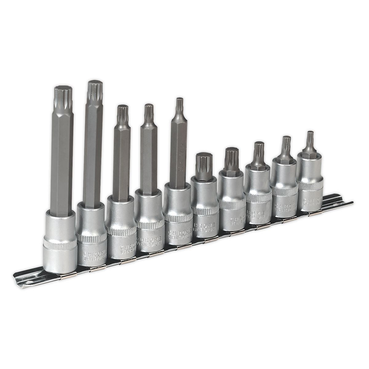 Sealey AK6215 Spline Socket Bit Set 10pc 1/2"Sq Drive Sealey
