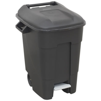 Sealey BM100P Refuse/Wheelie Bin with Foot Pedal 100L - Black Sealey