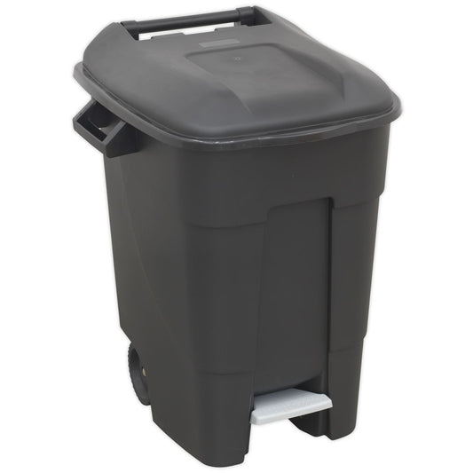 Sealey BM100P Refuse/Wheelie Bin with Foot Pedal 100L - Black Sealey