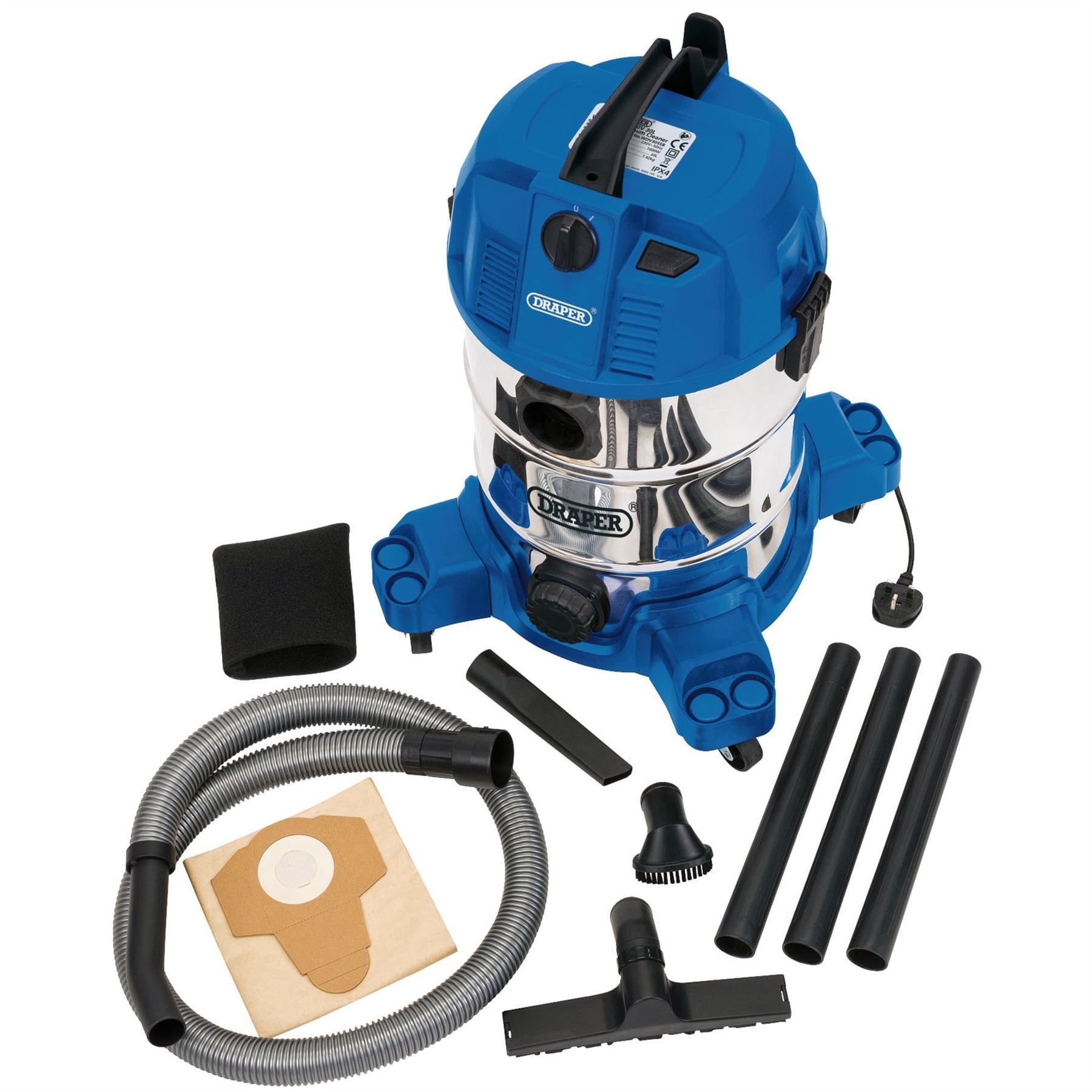 Draper 20523 Wet and Dry Vacuum Cleaner with Stainless Steel Tank 30L 1600W Draper