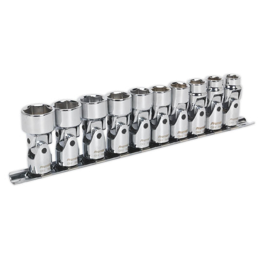 Sealey AK2710 Universal Joint Socket Set 10pc 3/8"Sq Drive 6pt WallDrive® Metric Sealey