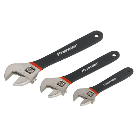 Sealey AK907 Adjustable Wrench Set 3pc Ni-Fe Finish Sealey
