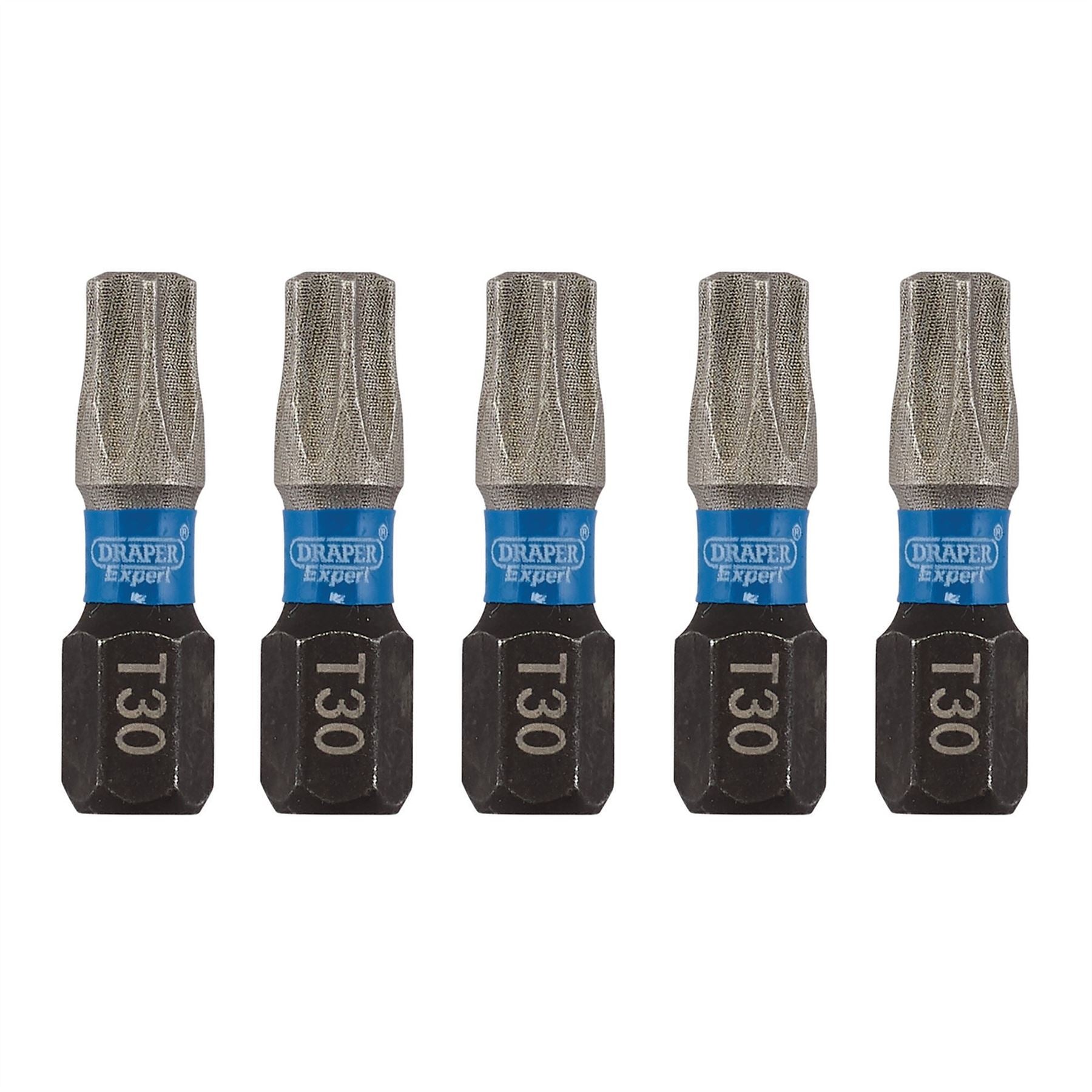 Draper 05496 Expert TX-STAR® Impact Screwdriver Bits T30 x 25mm 1/4" Hex Pack of 5 Draper