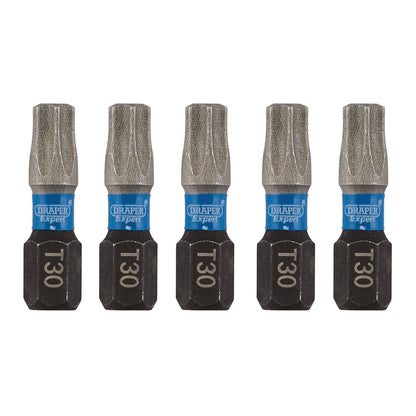 Draper 05496 Expert TX-STAR® Impact Screwdriver Bits T30 x 25mm 1/4" Hex Pack of 5 Draper