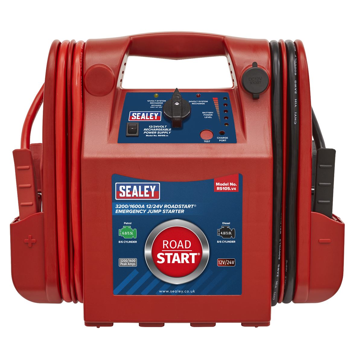 Sealey RS105 RoadStart® Emergency Jump Starter 12/24V 3200/1600 Peak Amps Sealey