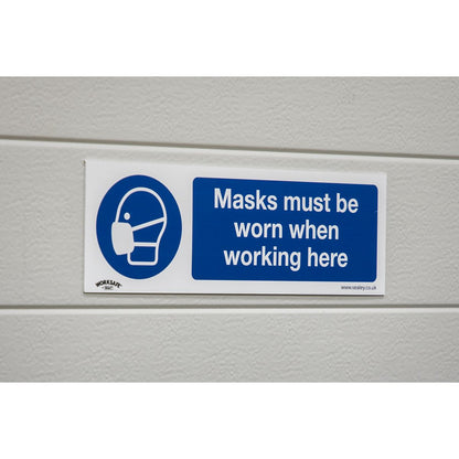 Sealey SS57V10 Mandatory Safety Sign - Masks Must Be Worn - Self-Adhesive Vinyl - Pack of 10 Sealey