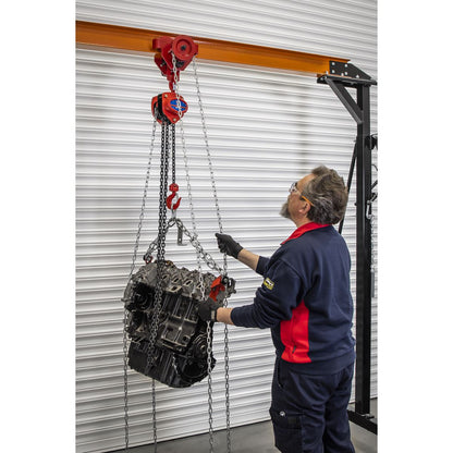 Sealey SG1000KITG Portable Adjustable Gantry Crane with Geared Trolley Combo 1 Tonne Sealey