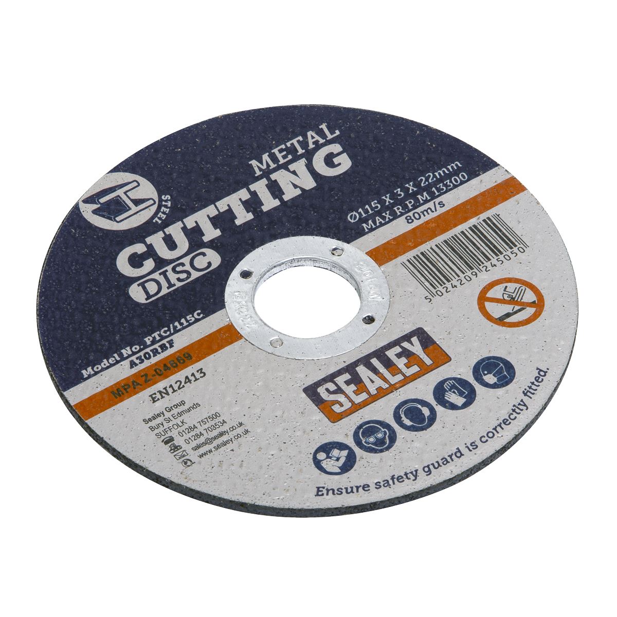 Sealey PTC/115C50 Cutting Disc Pack of 50 Ø115 x 3mm Ø22mm Bore Sealey