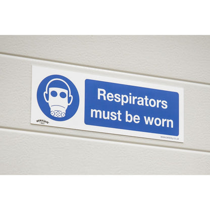 Sealey SS56P1 Mandatory Safety Sign - Respirators Must Be Worn - Rigid Plastic Sealey