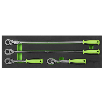 Siegen S01231 Ratchet Wrench Set 4pc 1/2"Sq Drive Flip Reverse Siegen