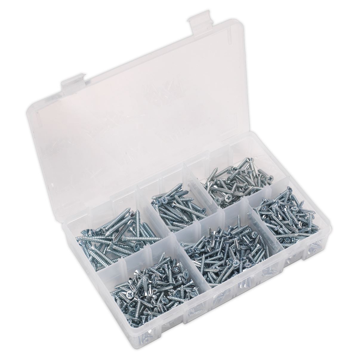 Sealey AB062STCS Self-Tapping Screw Assortment DIN 7982 510pc Countersunk Pozi Zinc Sealey