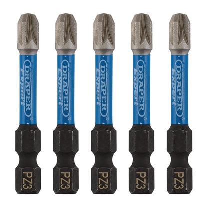 Draper 05648 Expert PZ-Type Impact Screwdriver Bits No.3 x 50mm 1/4" Hex Pack of 5 Draper