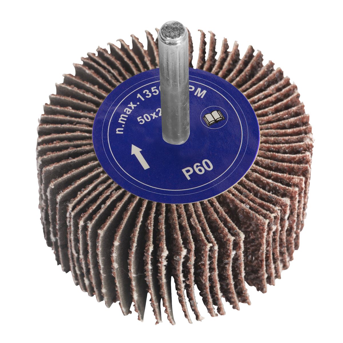 Sealey FW502560 Abrasive Flap Wheel Ø50 x 25mm 60Grit 6mm Shaft Sealey