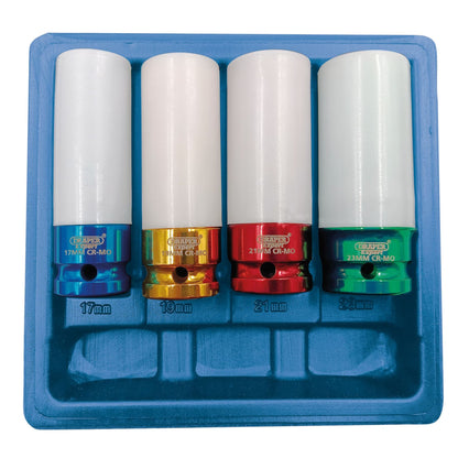 Draper 82972 Wheel Nut Socket for Alloy Wheels 1/2" Sq. Dr. 4 Piece Draper