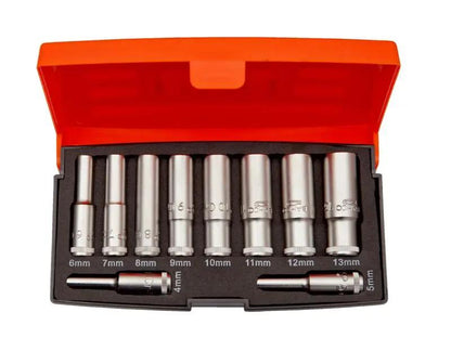 Bahco S0810L 1/4in Drive Deep Socket Set of 10 Metric BAHS0810L Bahco