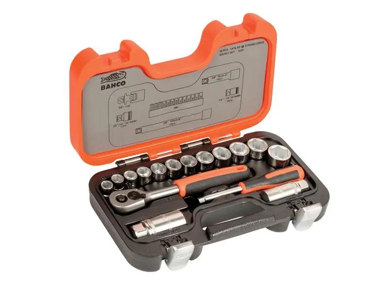 Bahco S330 Socket Set of 34 Metric 3/8in Drive + 1/4in Accessories Bahco