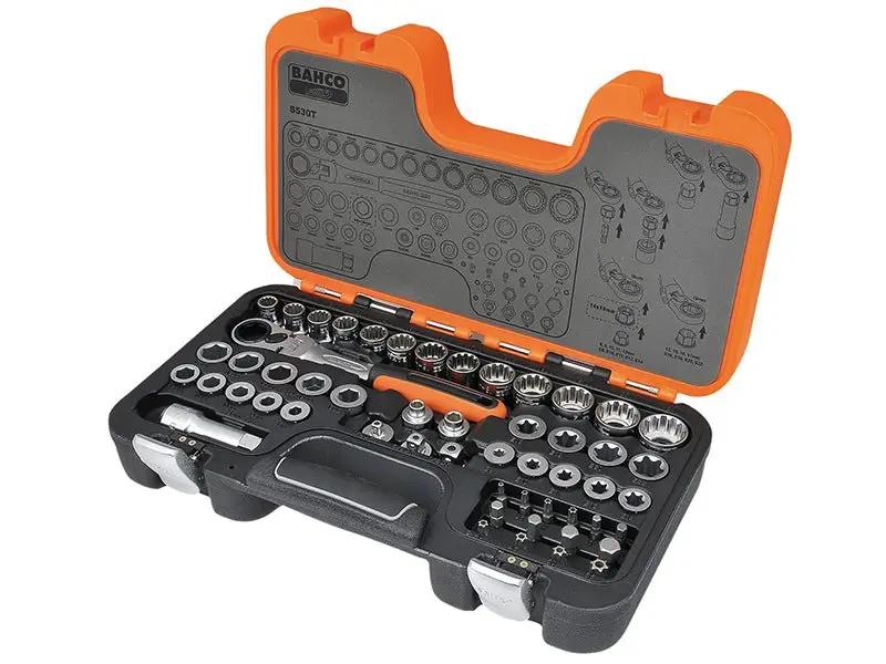 Bahco S530T Pass-Through Socket Set of 53 Metric 1/2in Drive BAHS530T Bahco
